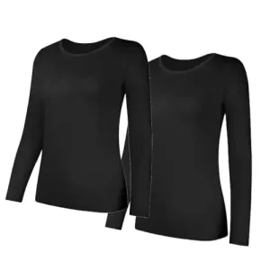 2 Packs Ladies Thermal Underwear Vest Insulated Long Sleeve 0.45 TOG Women's T-Shirt White Delux Top Winter Warm Base Layer