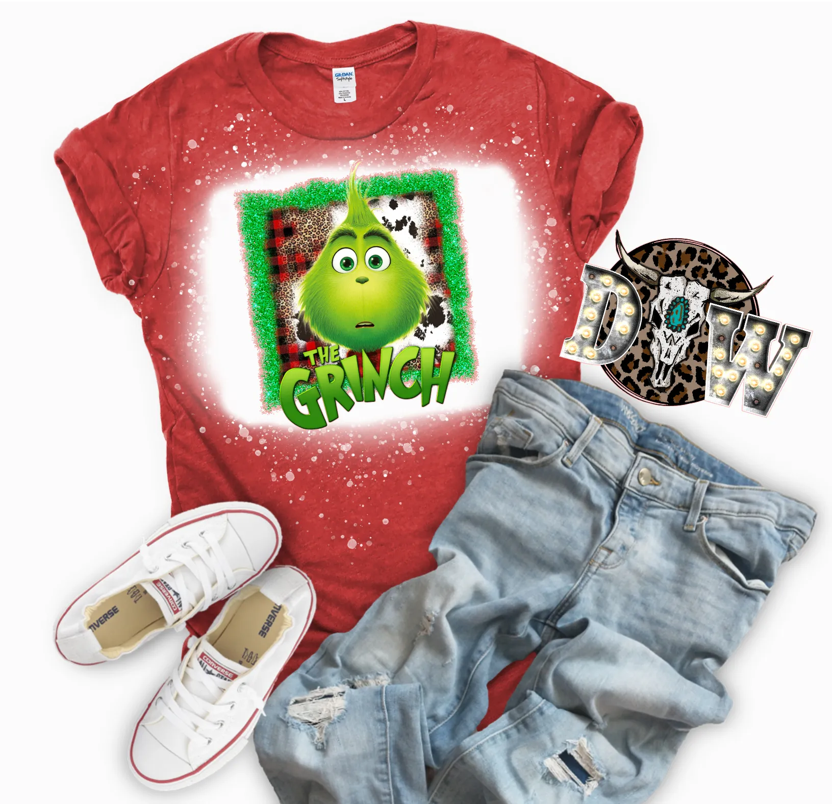 Baby Grinch Christmas Bleached Graphic T-Shirt