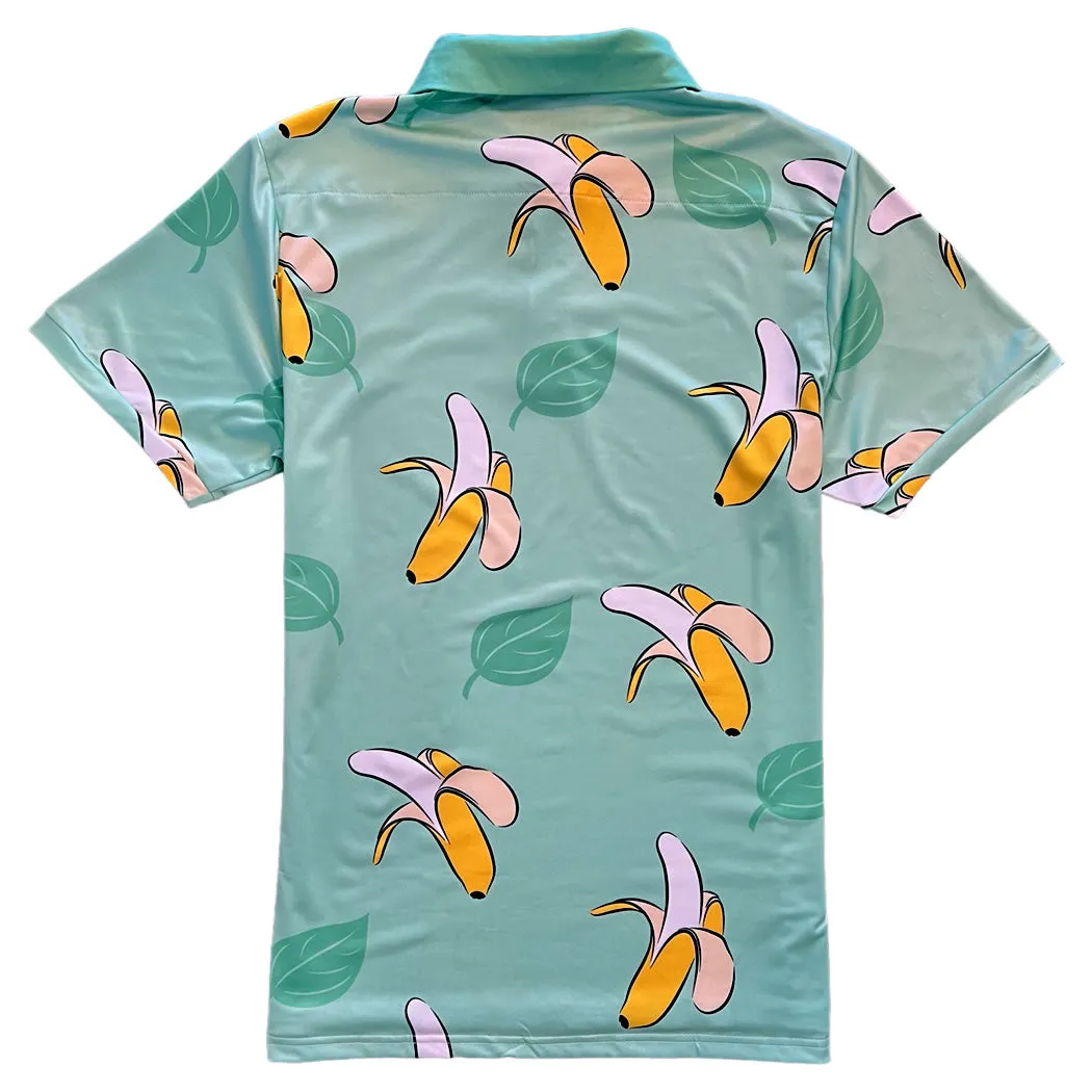 Banana Hawaiian Pattern Mens Golf Polo Shirt