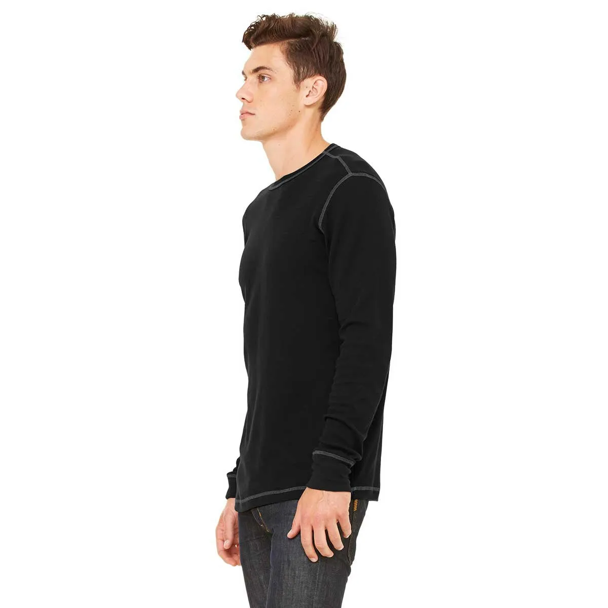 Bella   Canvas Men's Black/Grey Thermal Long-Sleeve T-Shirt