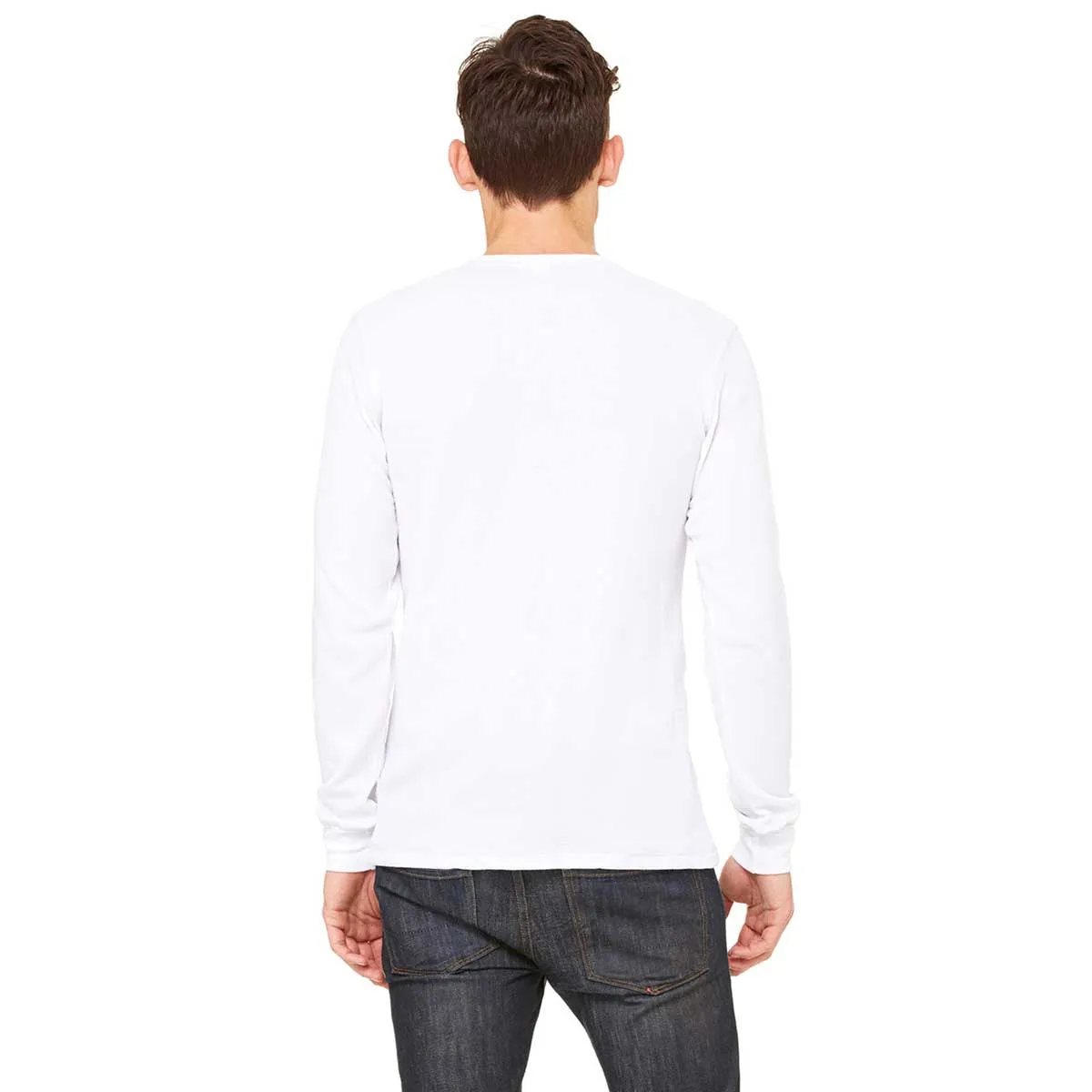 Bella   Canvas Men's White/Grey Thermal Long-Sleeve T-Shirt