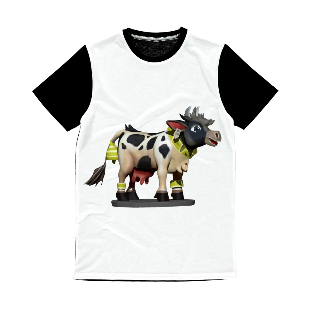 Black and White Cow Classic Sublimation Panel T-Shirt