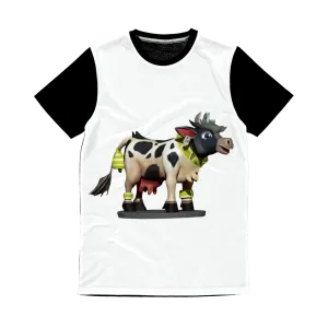 Black and White Cow Classic Sublimation Panel T-Shirt