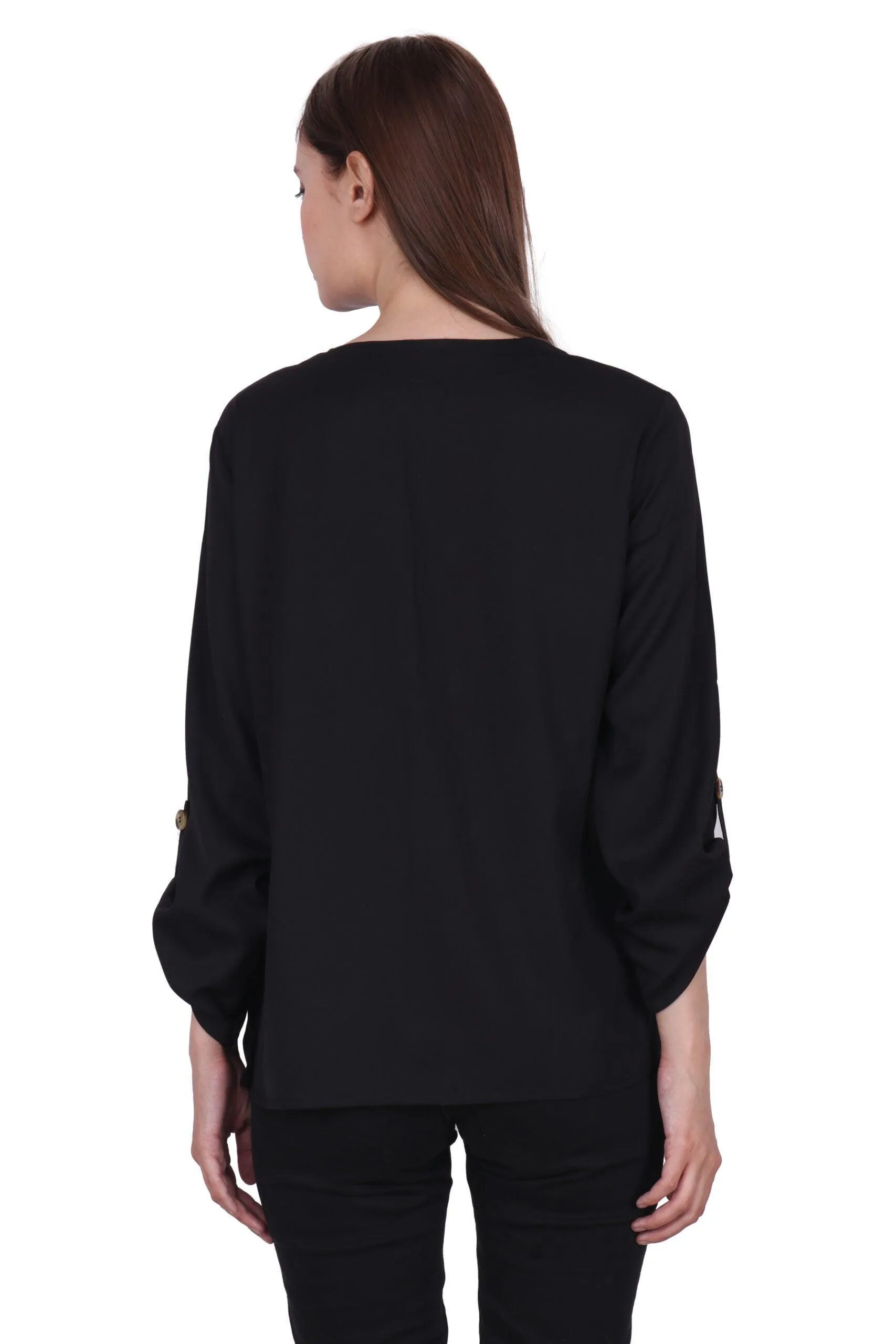 Black Solid Shirt with Pockets