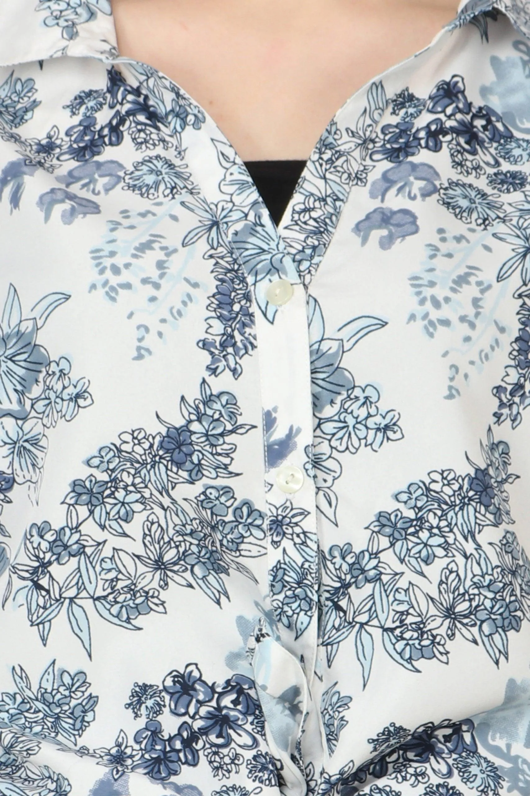 Blue & White Floral Printed Shirt