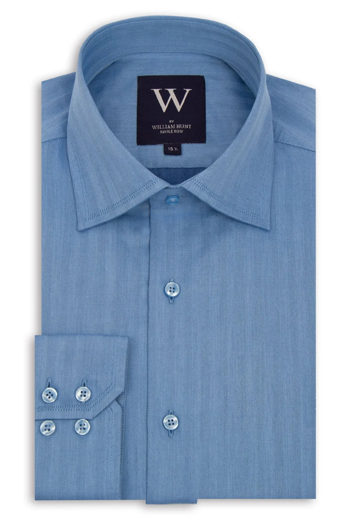 Blue Cutaway Collar Shirt with Faint Stripe