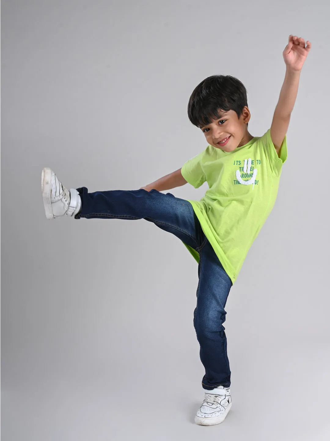 Boys Neon Green Printed T-shirt