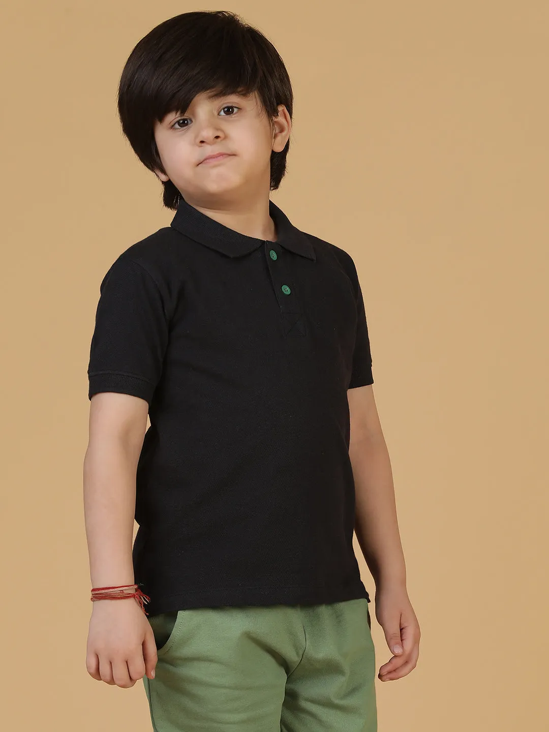 Boys Solid Blue Polo T-Shirt