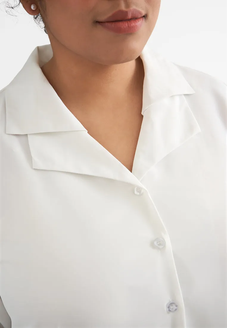 Catherine Double Collar Work Blouse - White