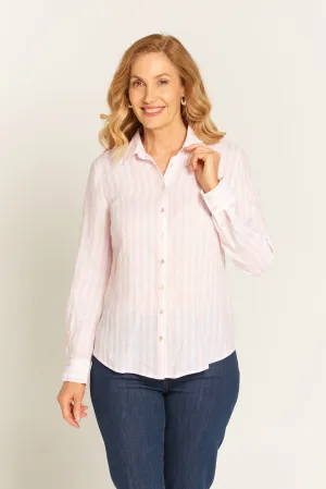 Classic Linen Shirt Dusty Pink/White