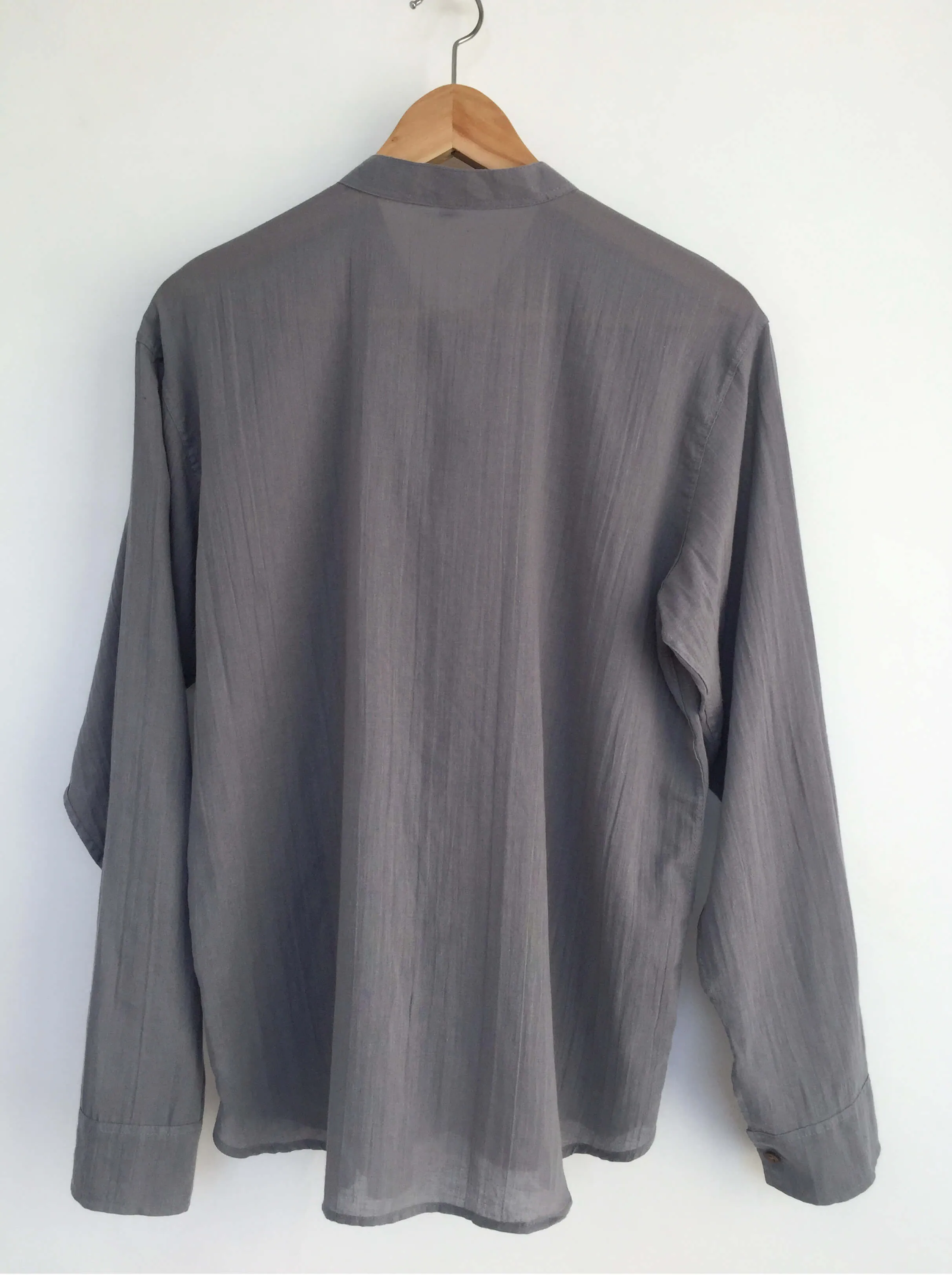 Coconut Button Light Cotton Shirt in Stone Grey