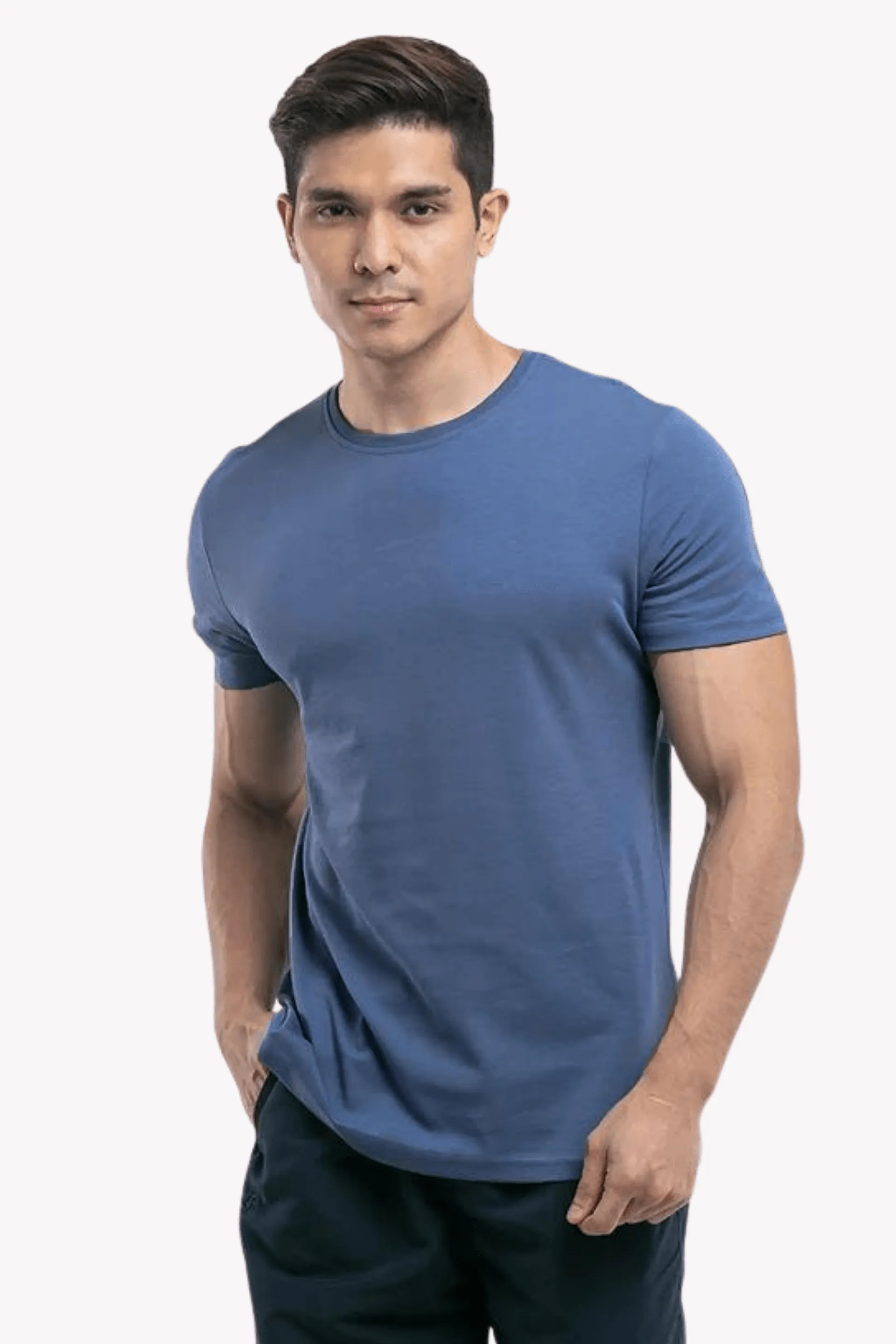 Cotton Short Sleeve T-Shirt (Stretchable) Blue