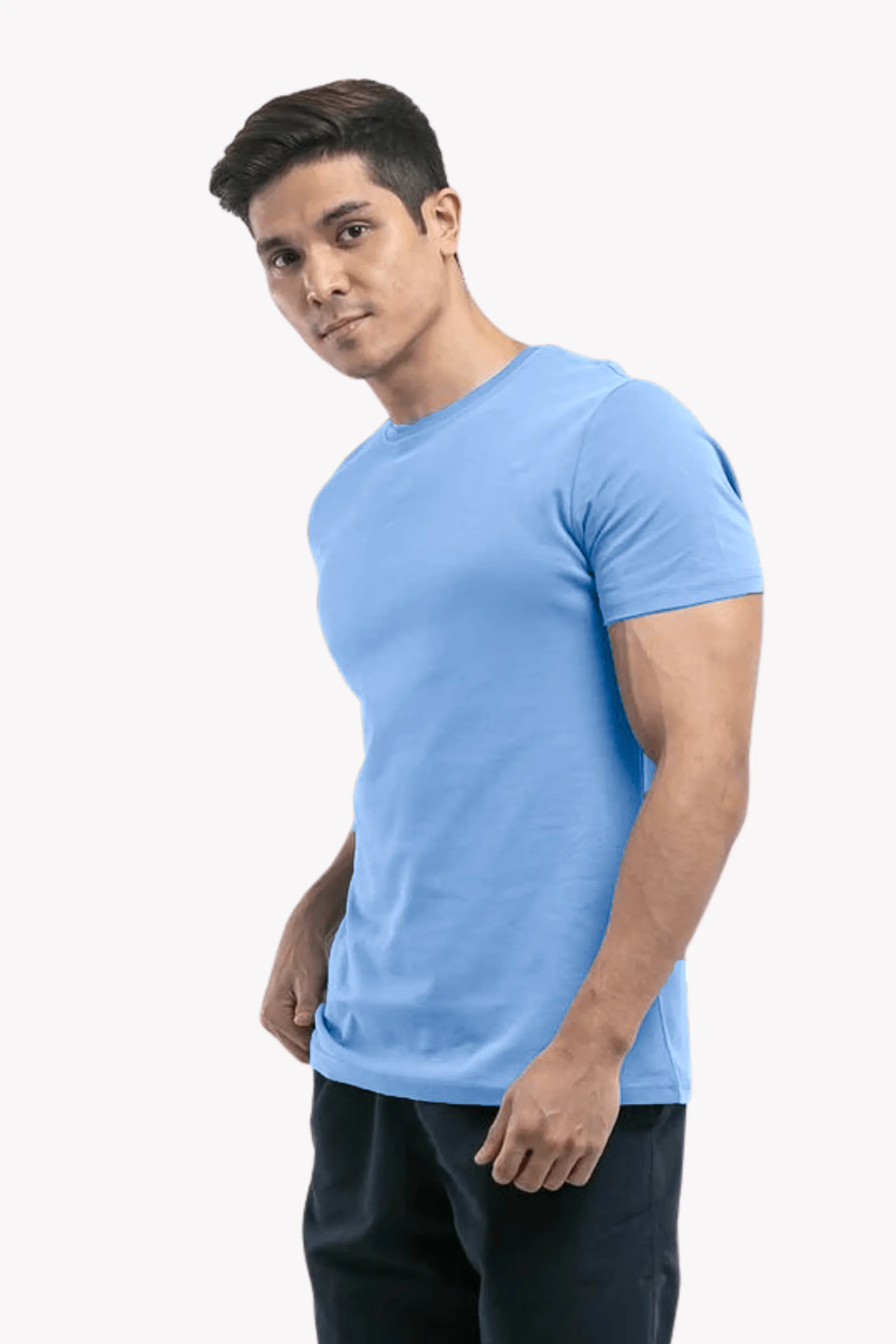 Cotton Short Sleeve T-Shirt (Stretchable) Sky