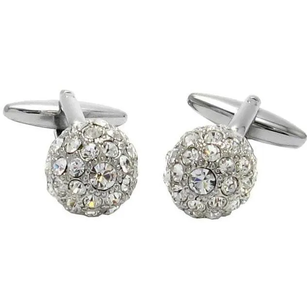 Crystal Cluster Ball Cufflinks Clear