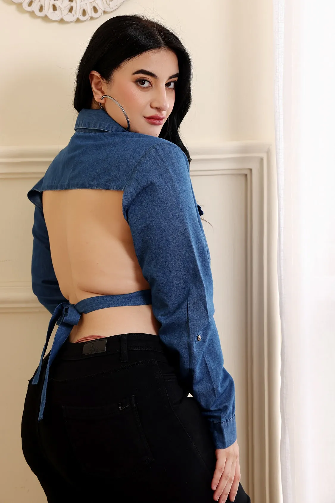 Denim Backless Shirt