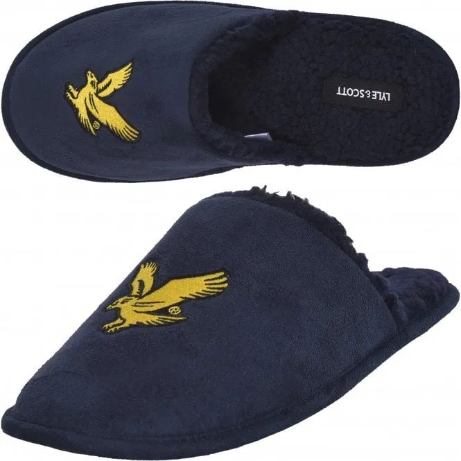 Embroidered Logo Mule Slippers, Navy