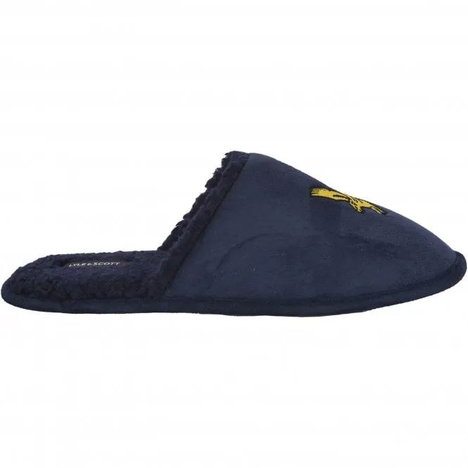 Embroidered Logo Mule Slippers, Navy