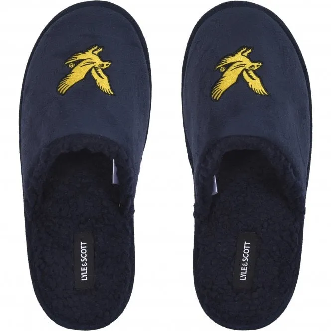 Embroidered Logo Mule Slippers, Navy