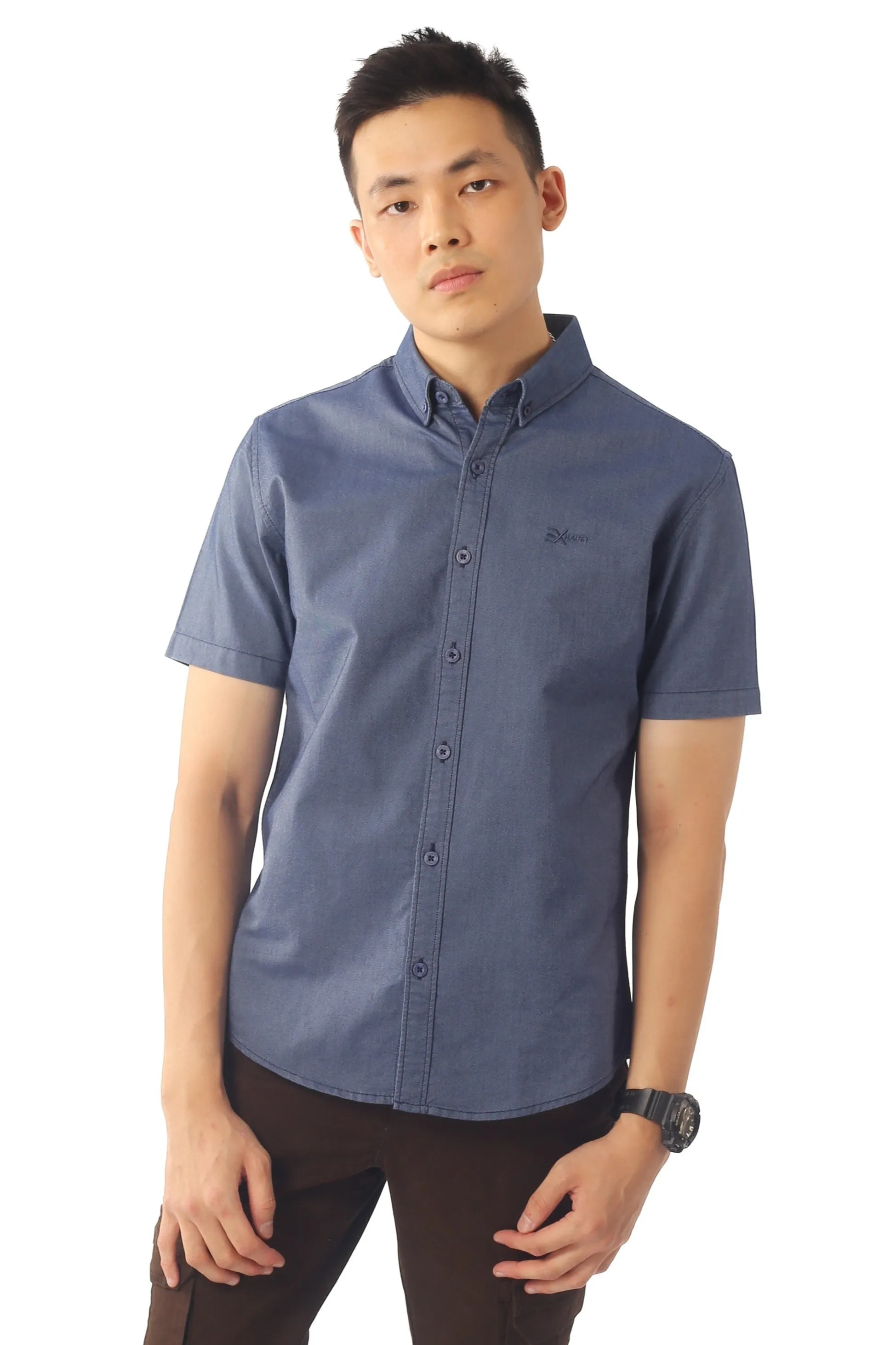 EXHAUST 100% Cotton Short Sleeve Shirt [Slim Fit] (SET A) 1314