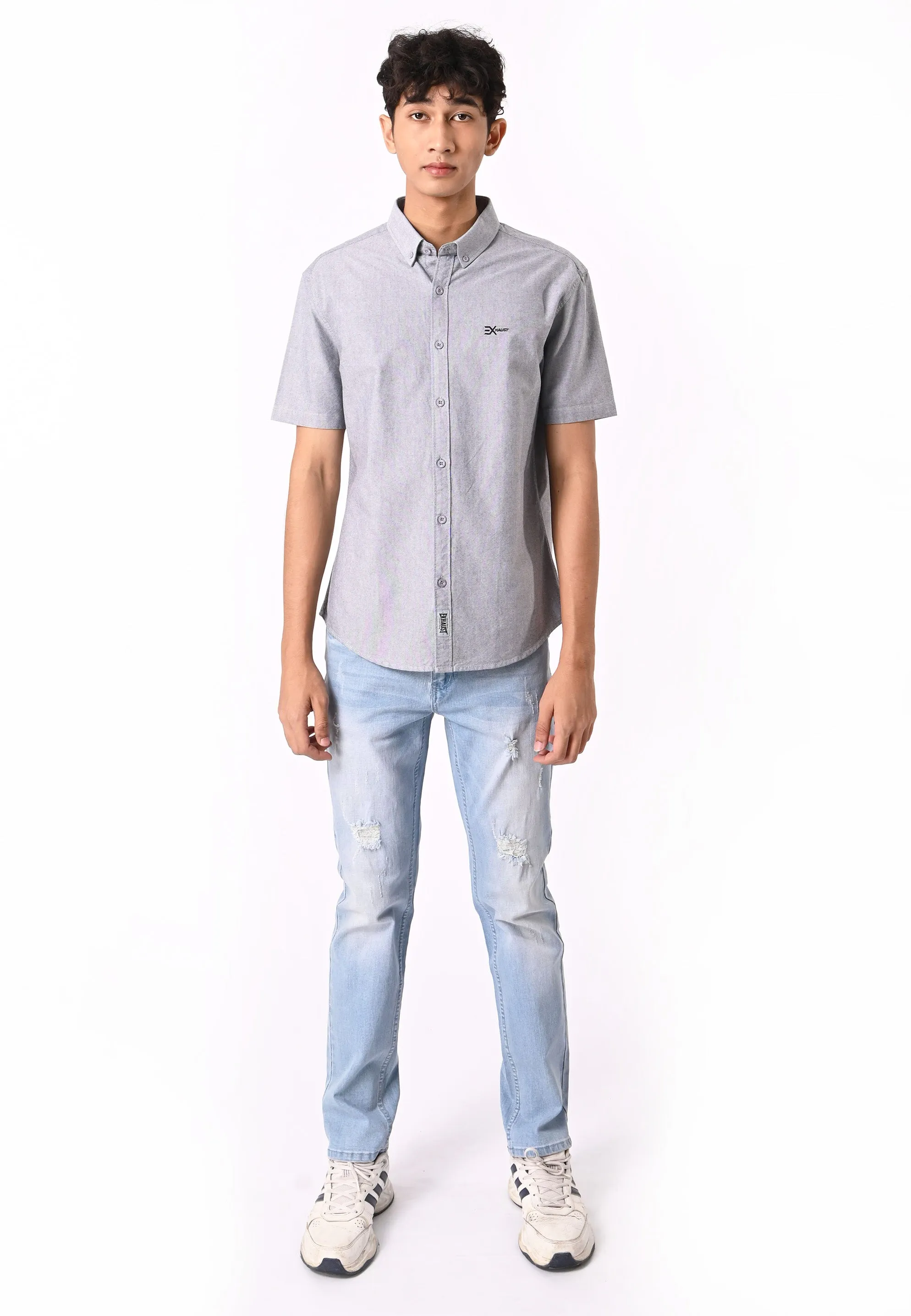 EXHAUST 100% Cotton Short Sleeve Shirt [Slim Fit] (SET A) 1314