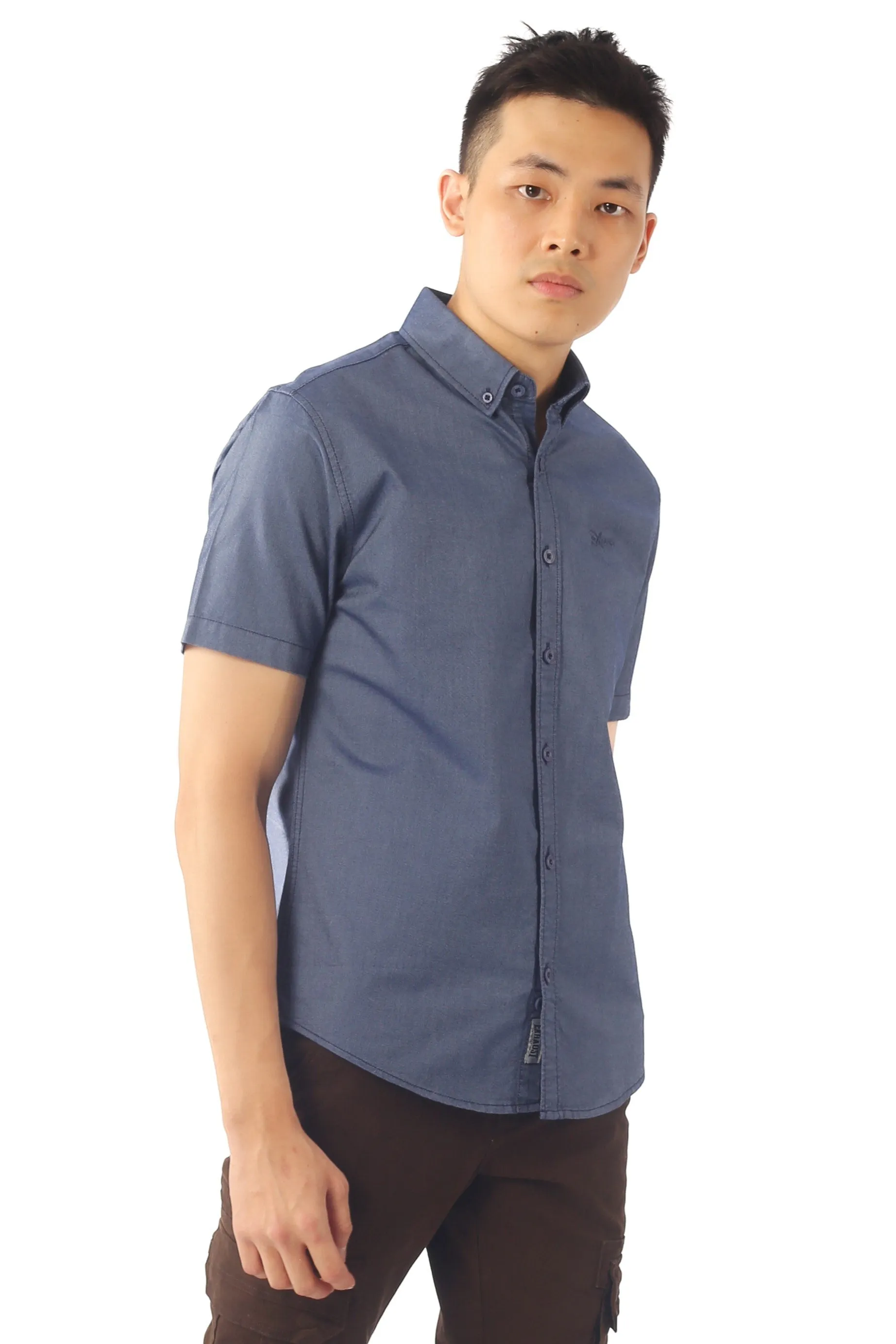 EXHAUST 100% Cotton Short Sleeve Shirt [Slim Fit] (SET A) 1314