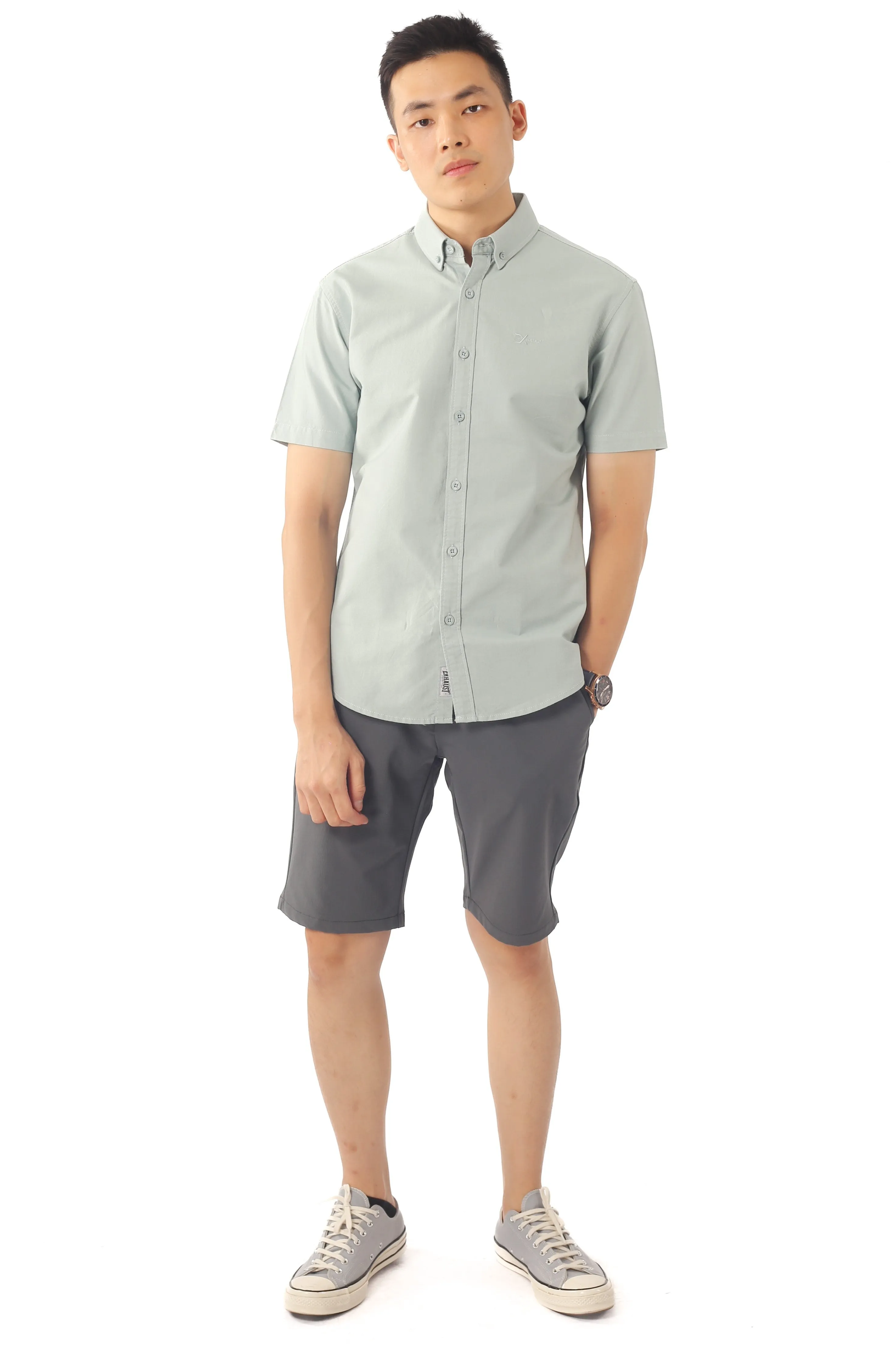 EXHAUST 100% Cotton Short Sleeve Shirt [Slim Fit] (SET A) 1314