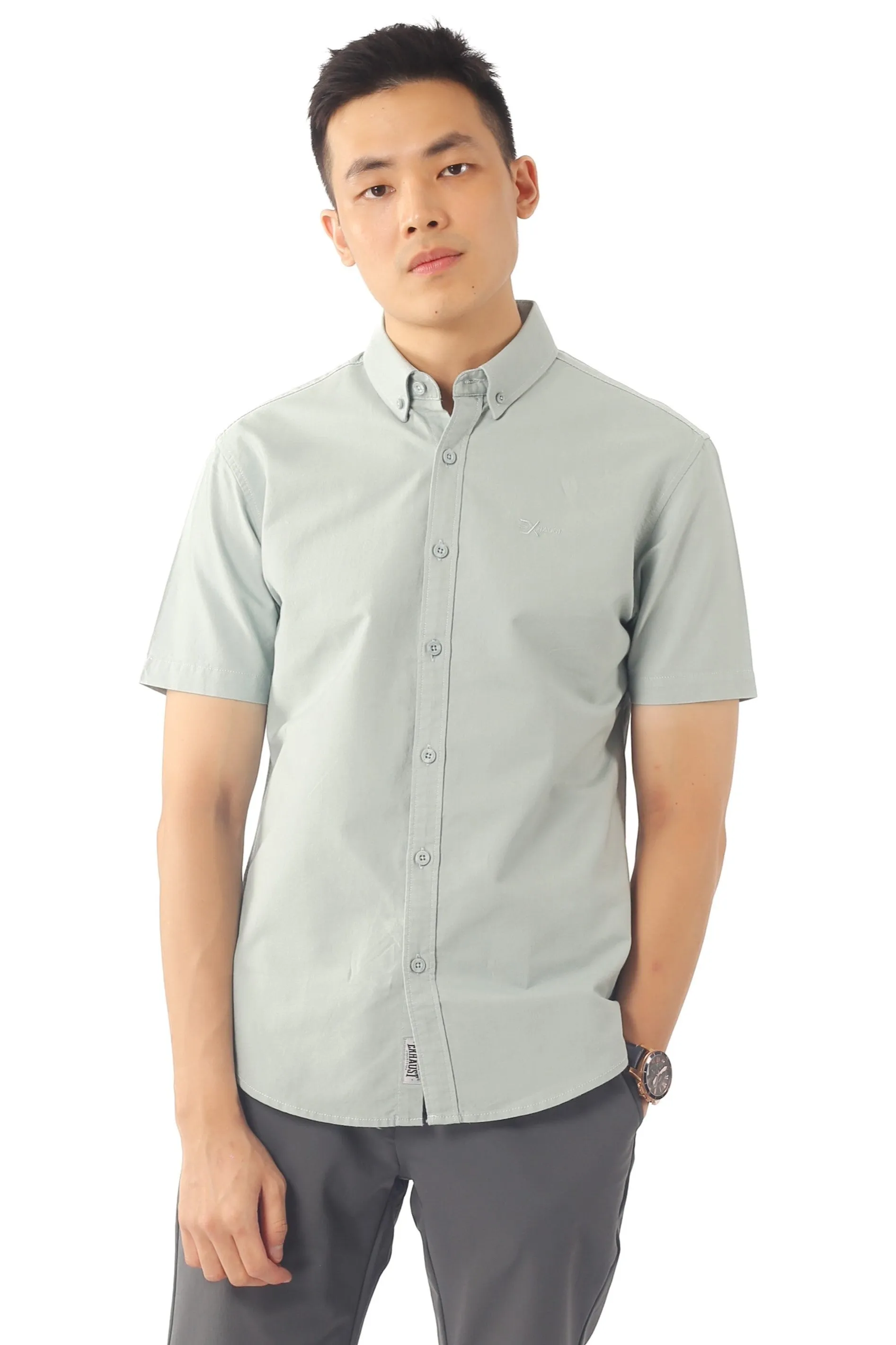 EXHAUST 100% Cotton Short Sleeve Shirt [Slim Fit] (SET A) 1314