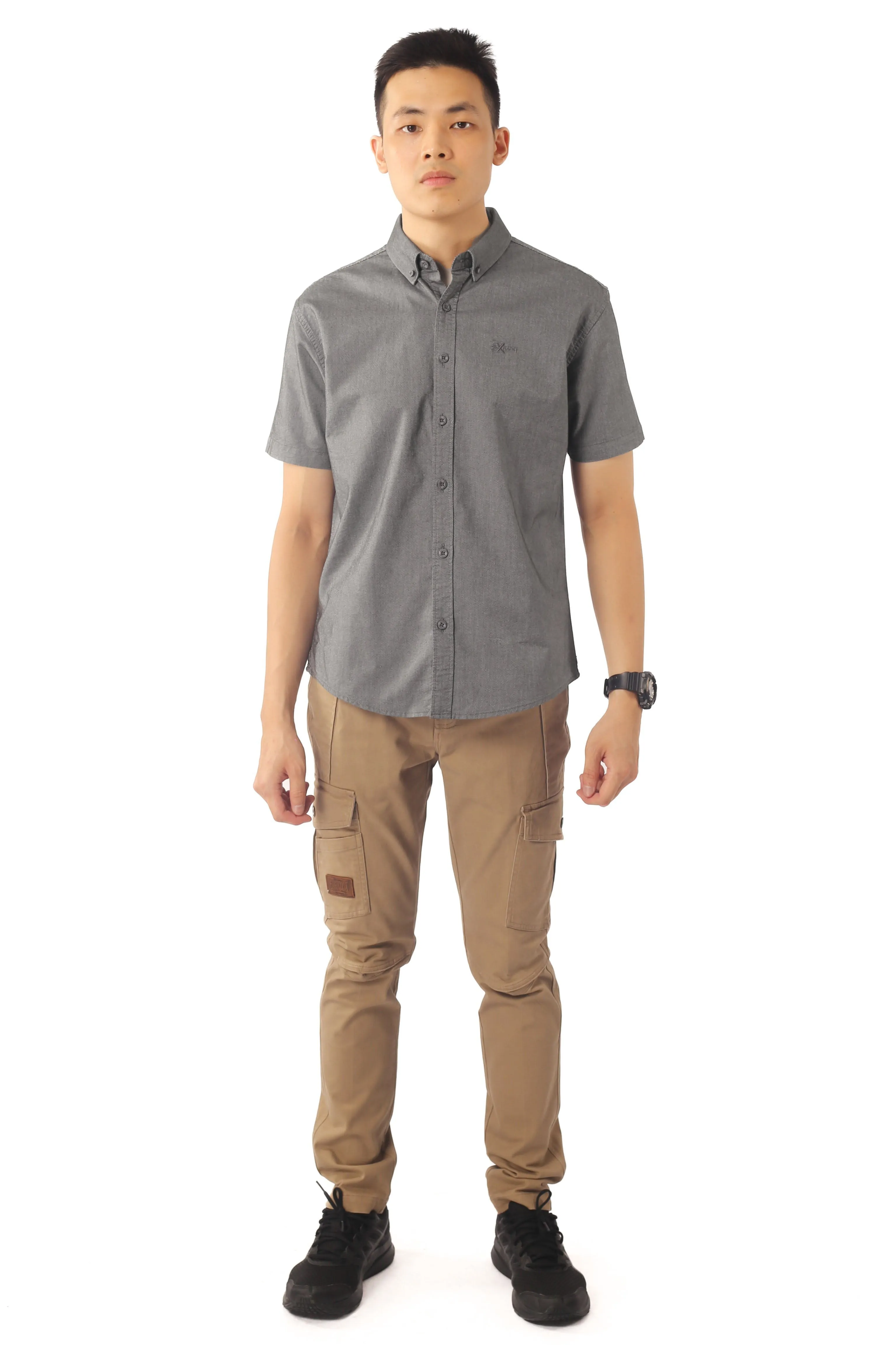 EXHAUST 100% Cotton Short Sleeve Shirt [Slim Fit] (SET B) 1314