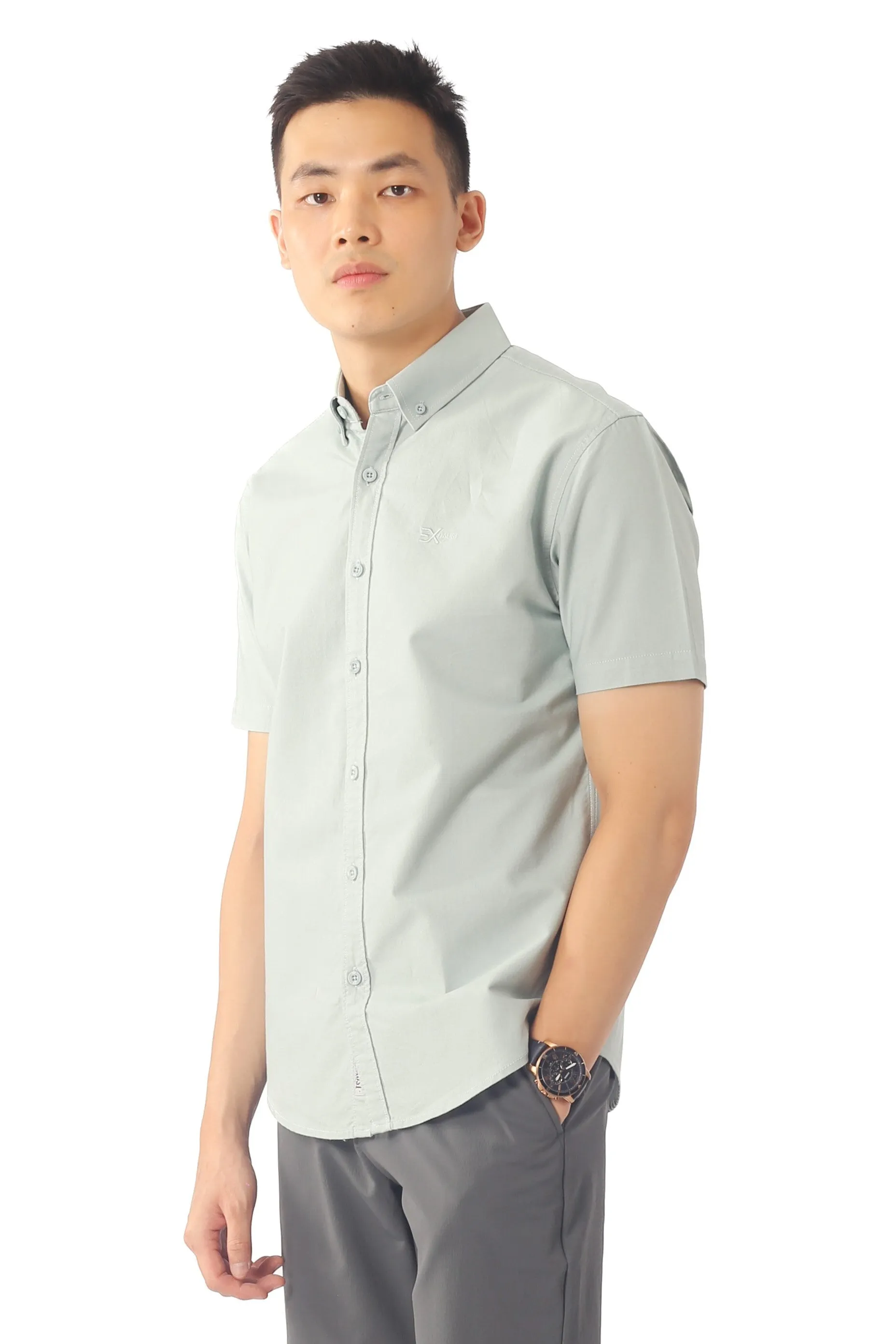 EXHAUST 100% Cotton Short Sleeve Shirt [Slim Fit] (SET B) 1314