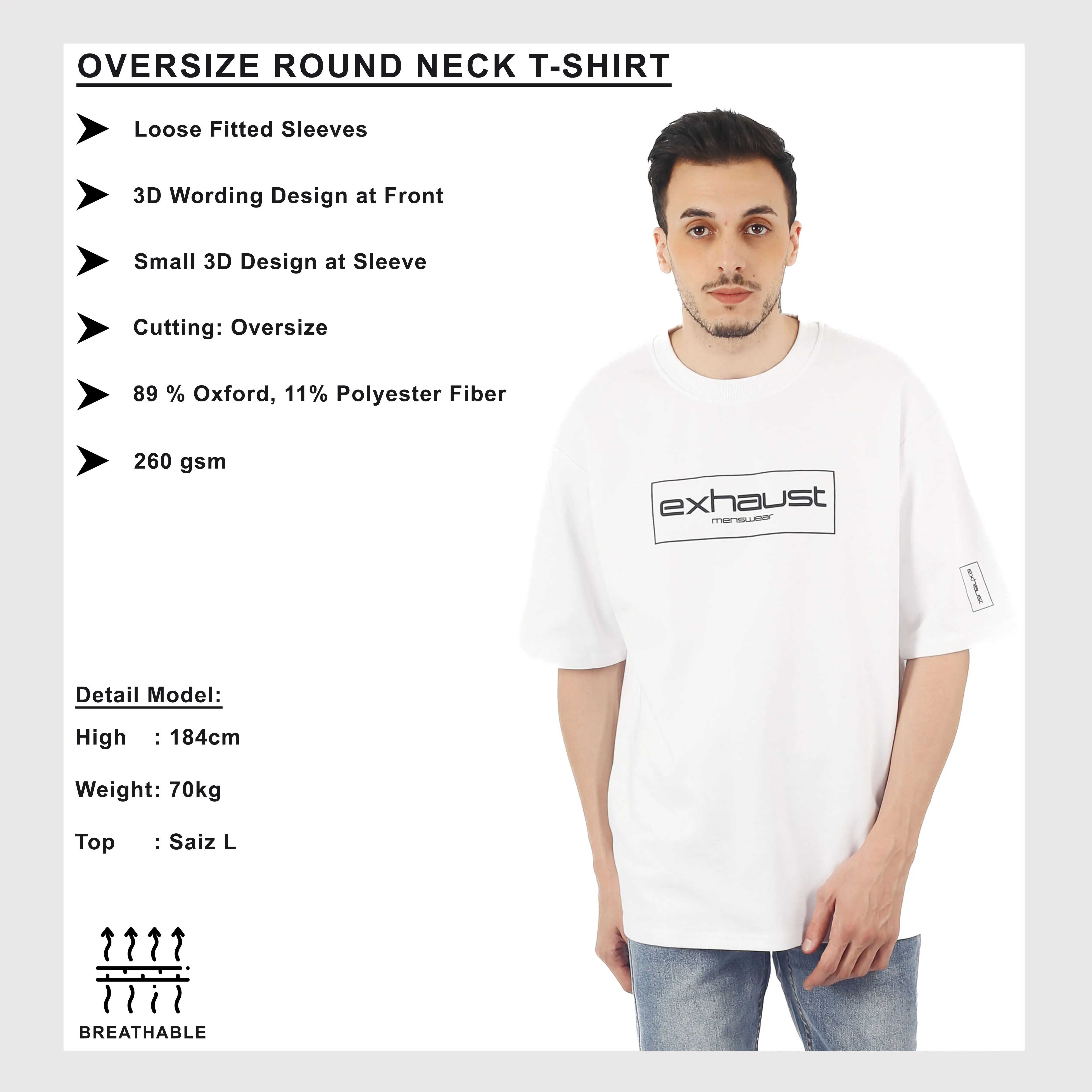 EXHAUST ROUND NECK T SHIRT [OVERSIZE] 1664