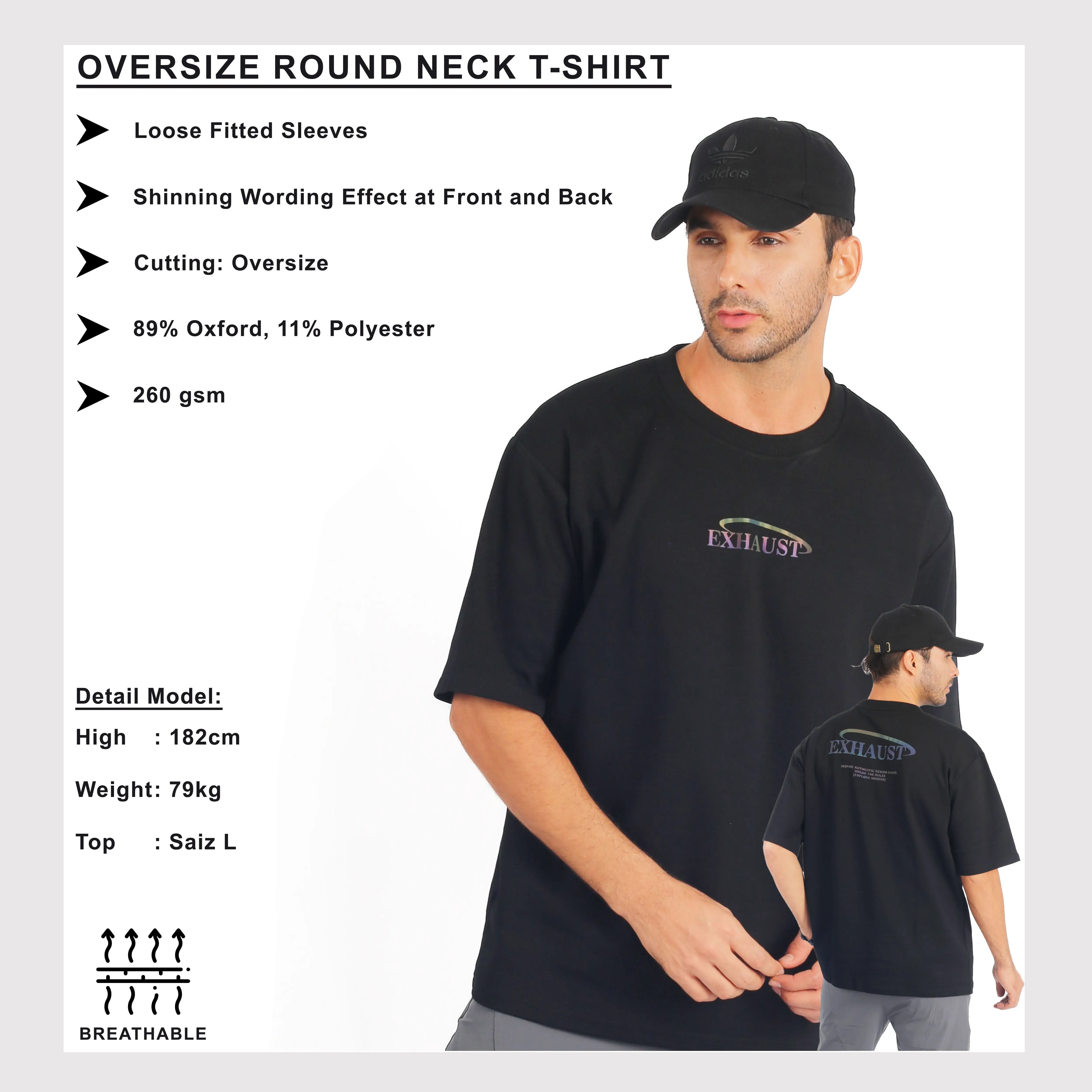 EXHAUST ROUND NECK T SHIRT [OVERSIZE] 1665