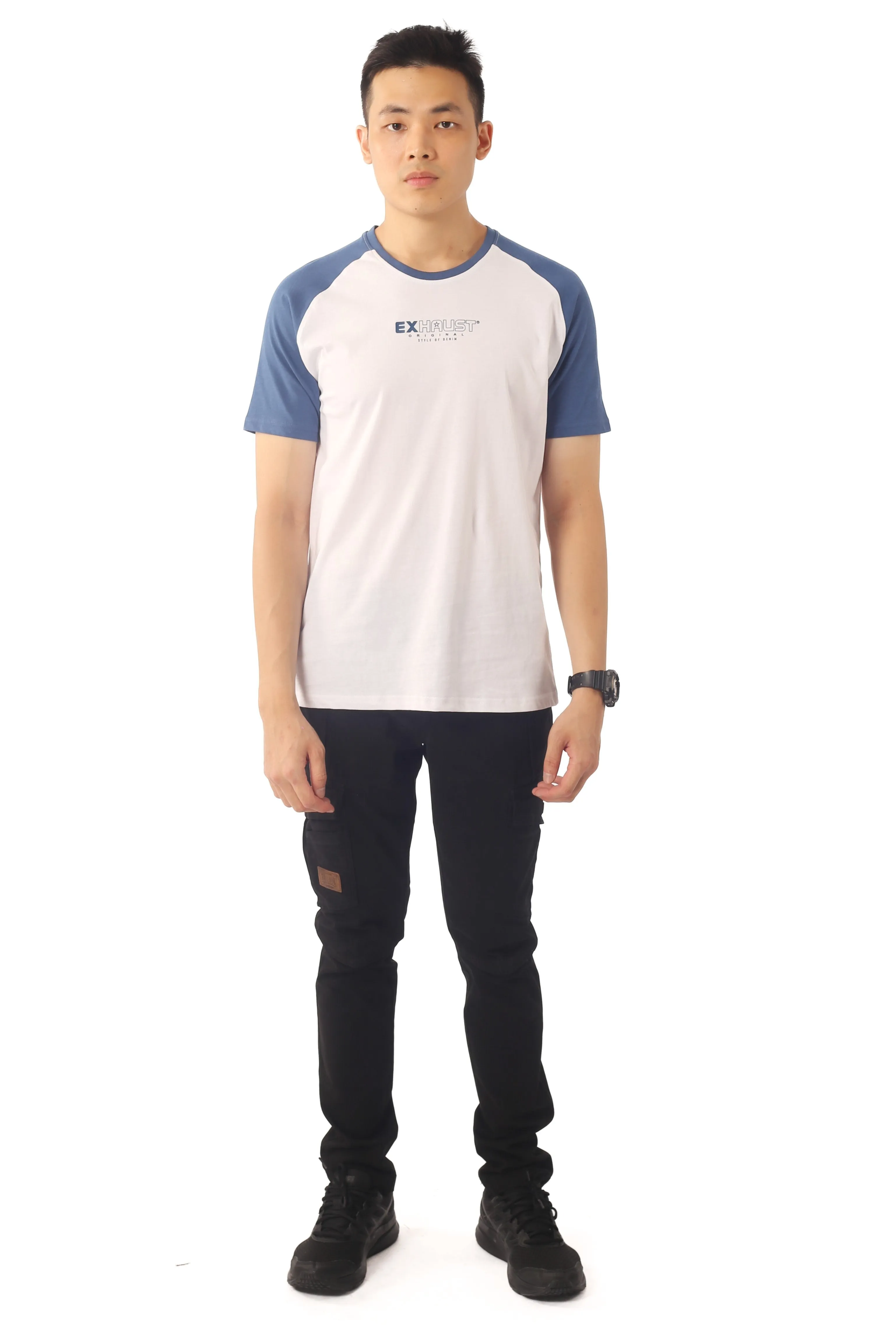 EXHAUST SHORT SLEEVE ROUND NECK T-SHIRT [FREE CUT] 1686