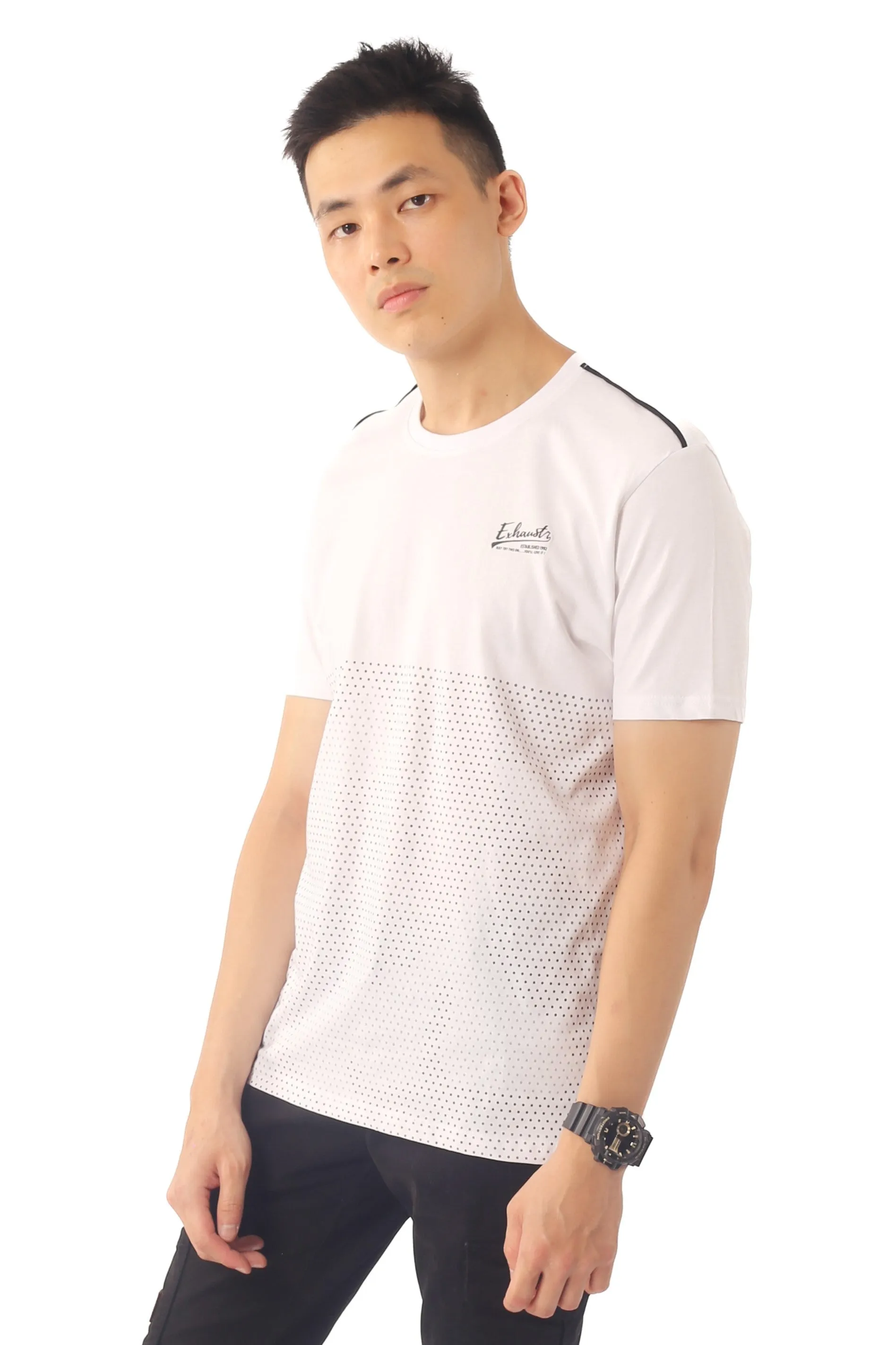 EXHAUST SHORT SLEEVE ROUND NECK T-SHIRT [FREE CUT] 1688