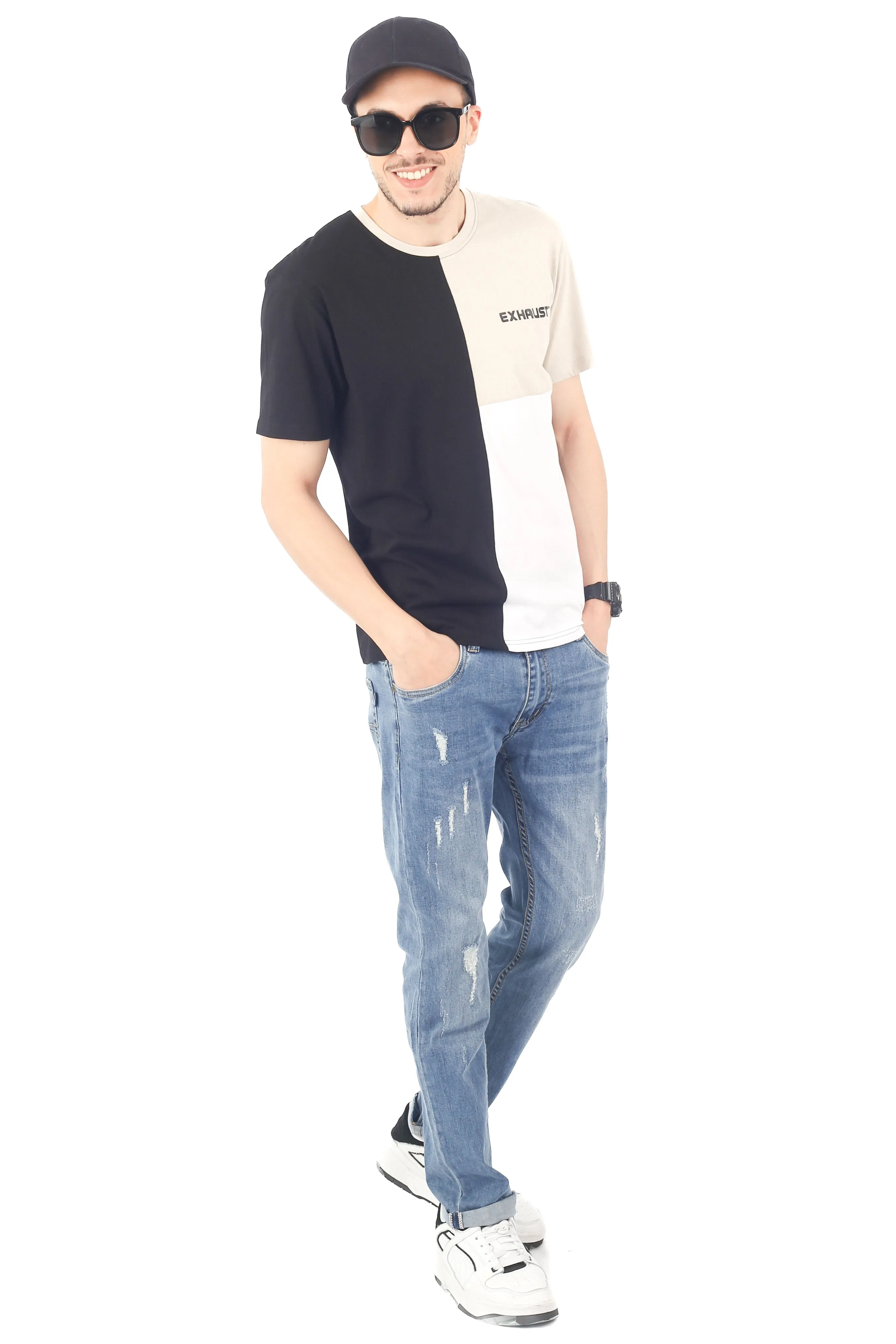 EXHAUST SHORT SLEEVE ROUND NECK T-SHIRT [FREE CUT] 1689