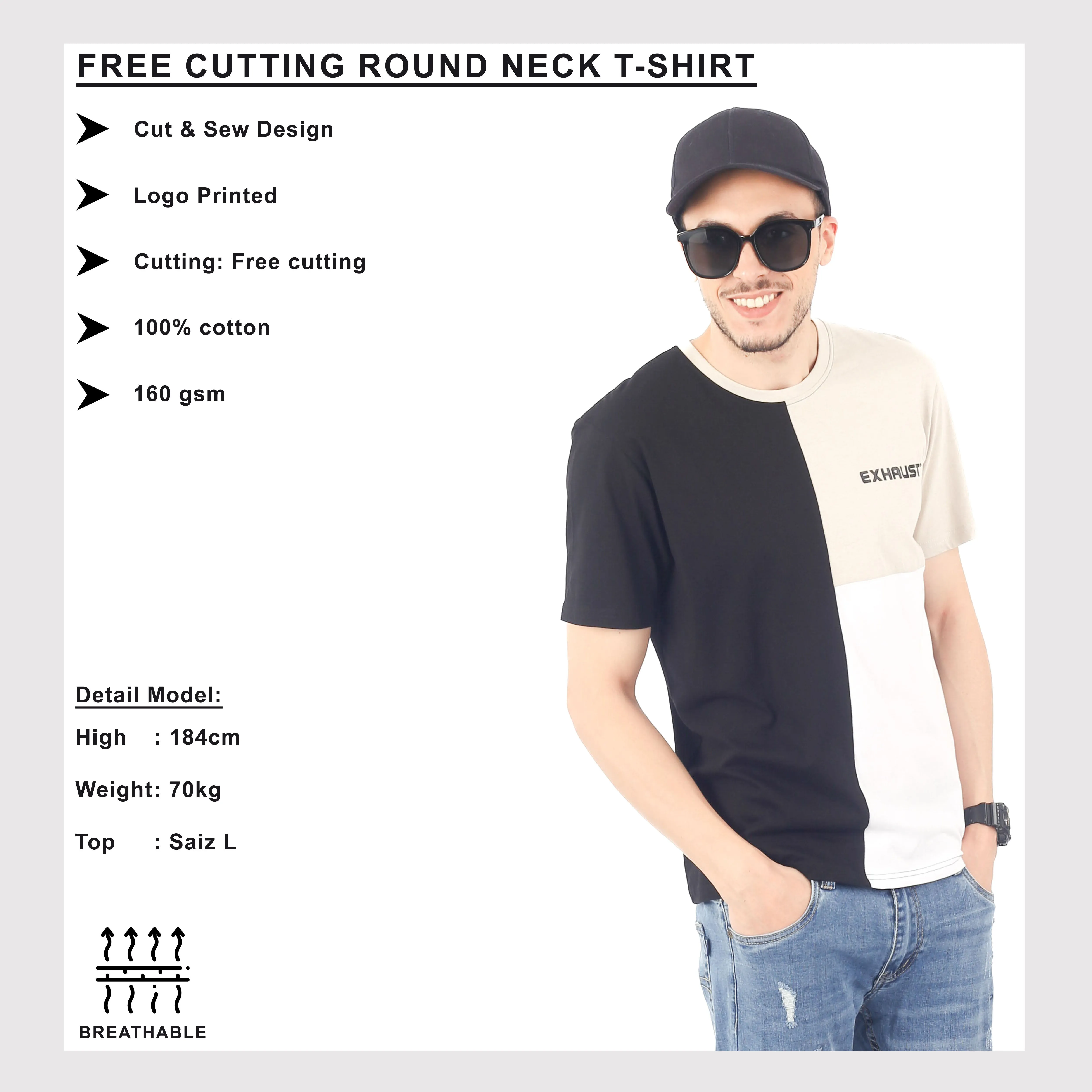 EXHAUST SHORT SLEEVE ROUND NECK T-SHIRT [FREE CUT] 1689