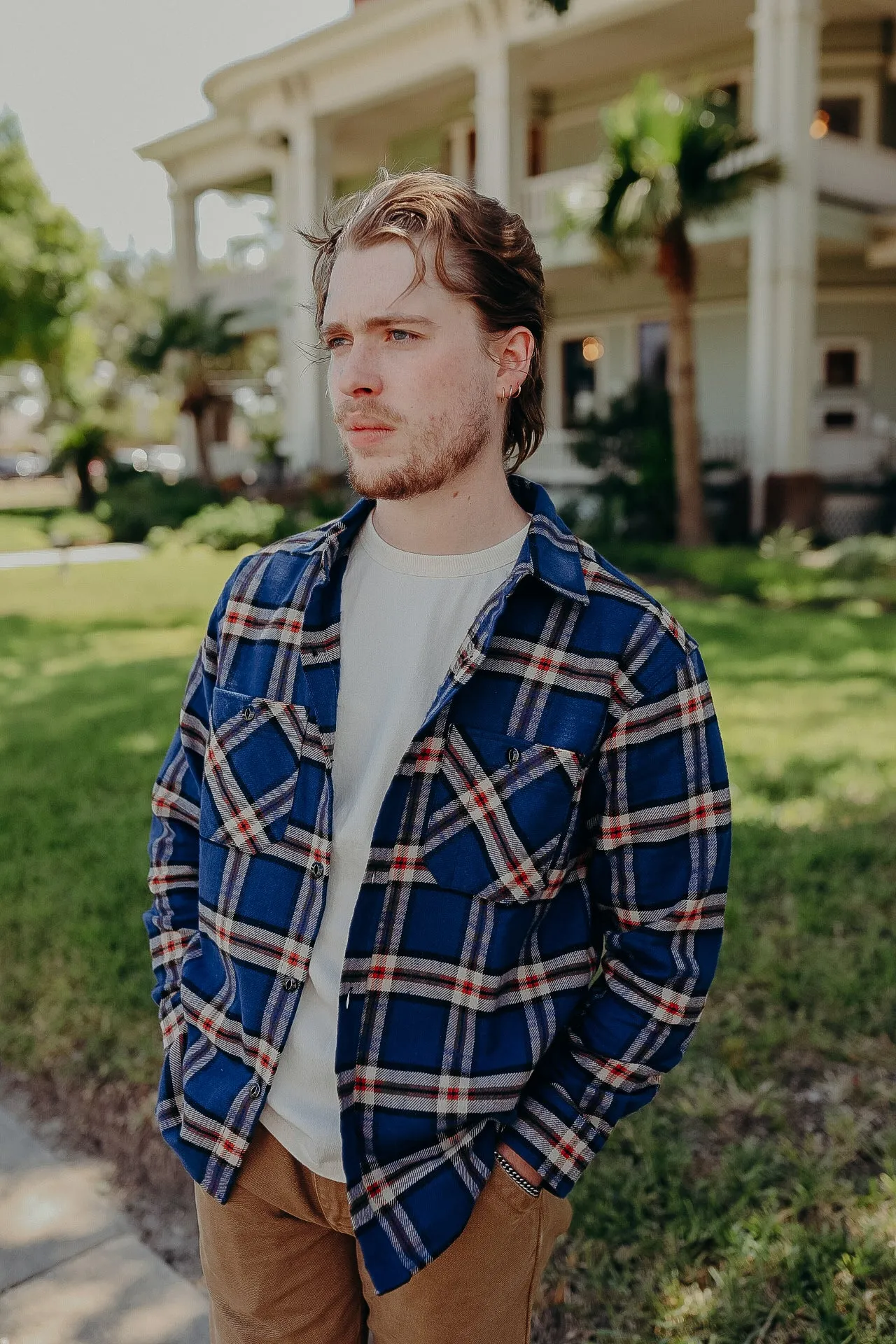 Flannel Work Shirt- Navy Slub