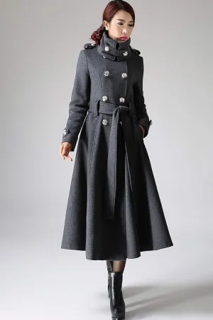 Gray coat Cashmere coat Long coat Military Coat 1072#