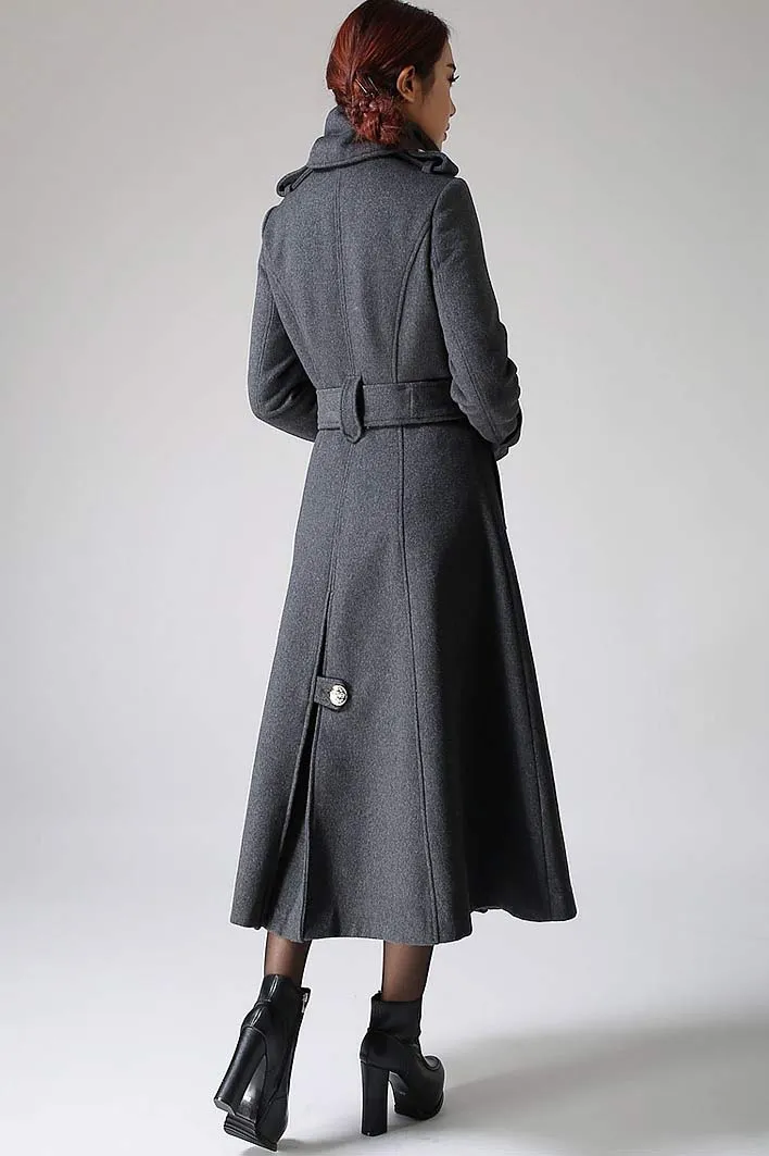 Gray coat Cashmere coat Long coat Military Coat 1072#