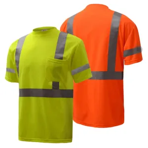 GSS Class 3 Moisture Wicking Short Sleeve Safety T-Shirt With Chest Pocket