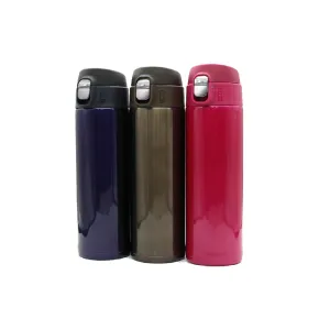 Insulated Vacuum Thermos Bottle Stainless Steel Push-Lock Water Bottle 420ml, Multiple Colours