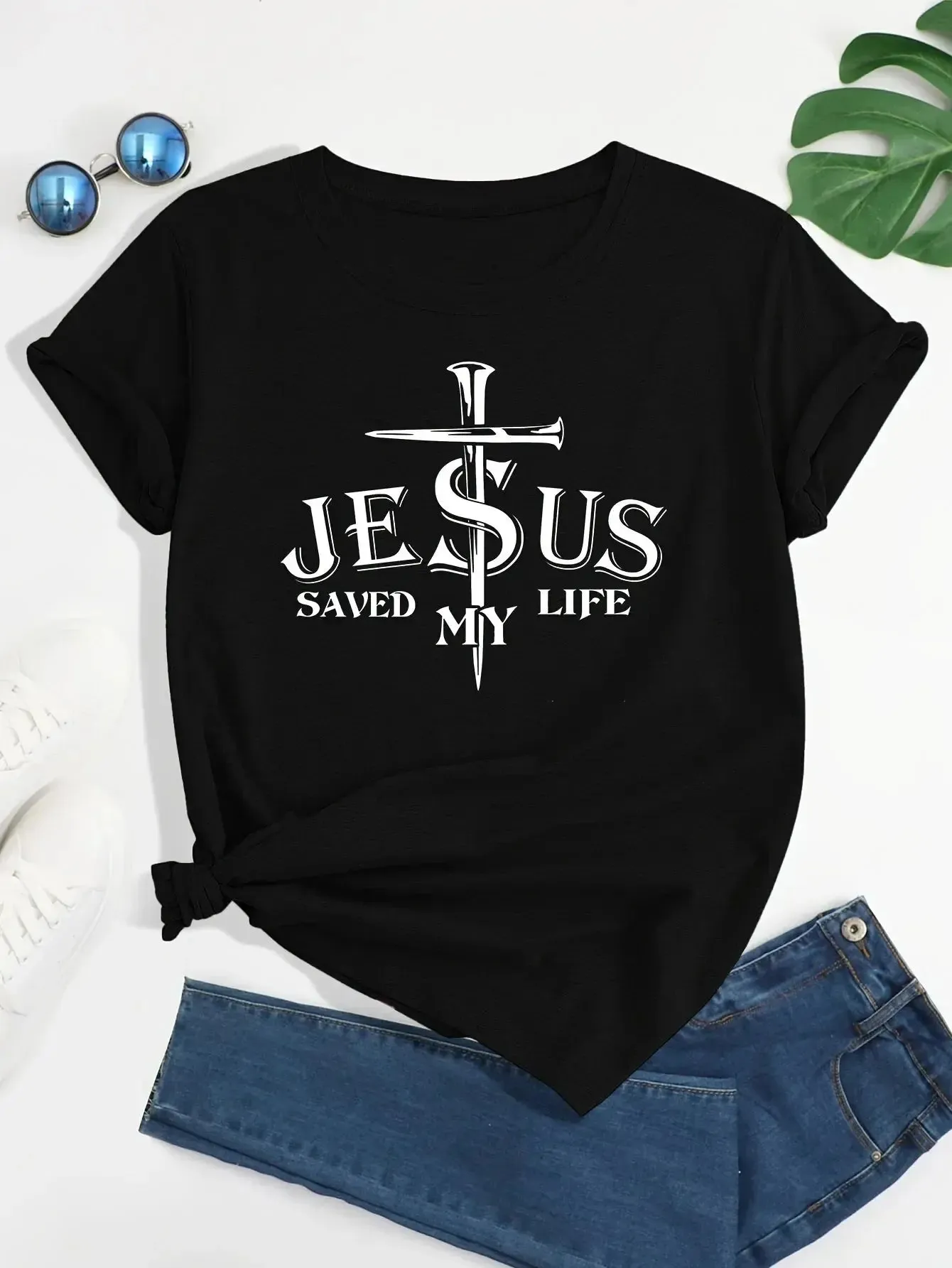 Jesus Saved My Life - Women's Casual Short Sleeve T-Shirt | Faith-Inspired Christian Apparel