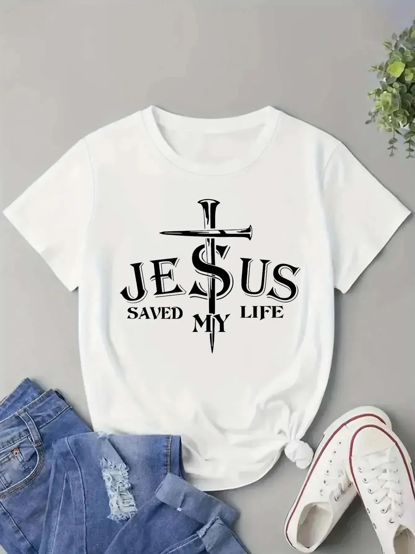 Jesus Saved My Life - Women's Casual Short Sleeve T-Shirt | Faith-Inspired Christian Apparel