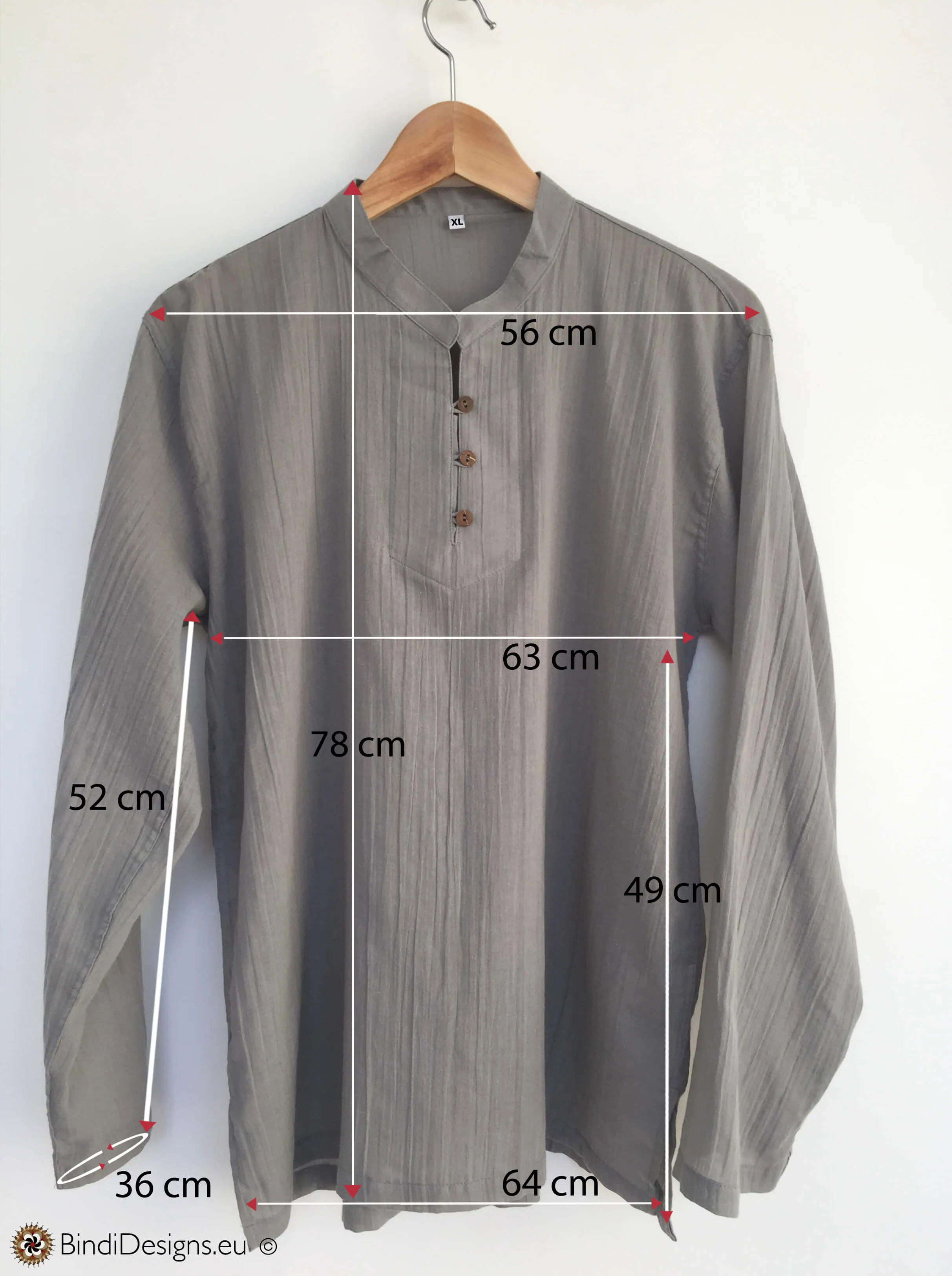 Light Cotton Kurta in Stone Grey