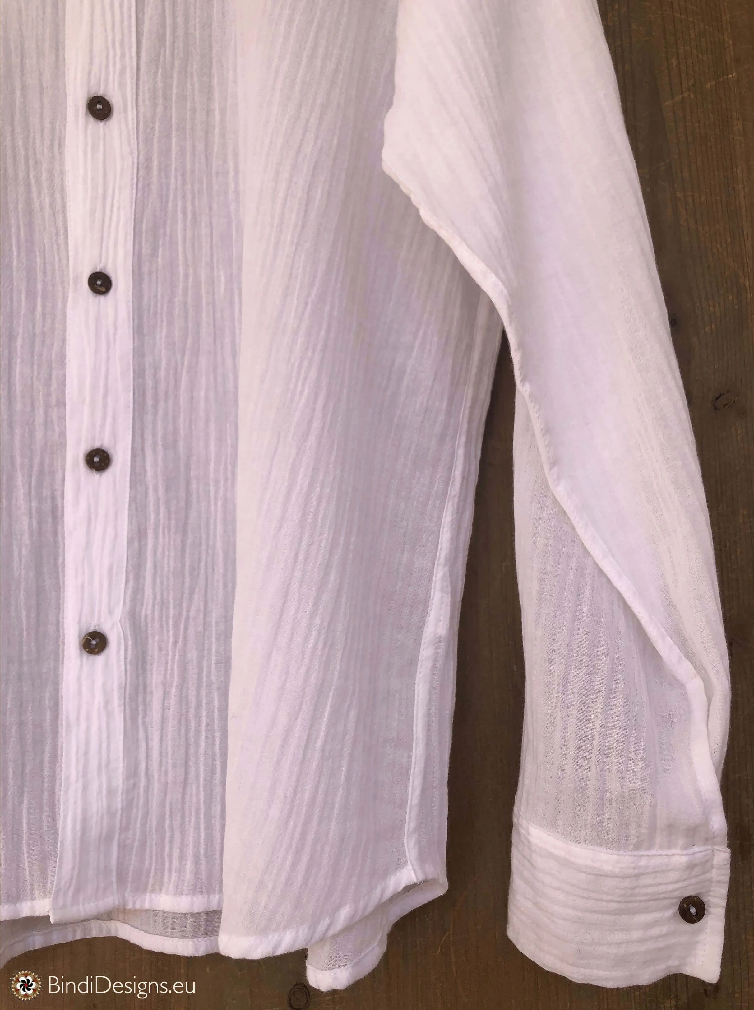 Light Cotton Shirt with Coconut Buttons White