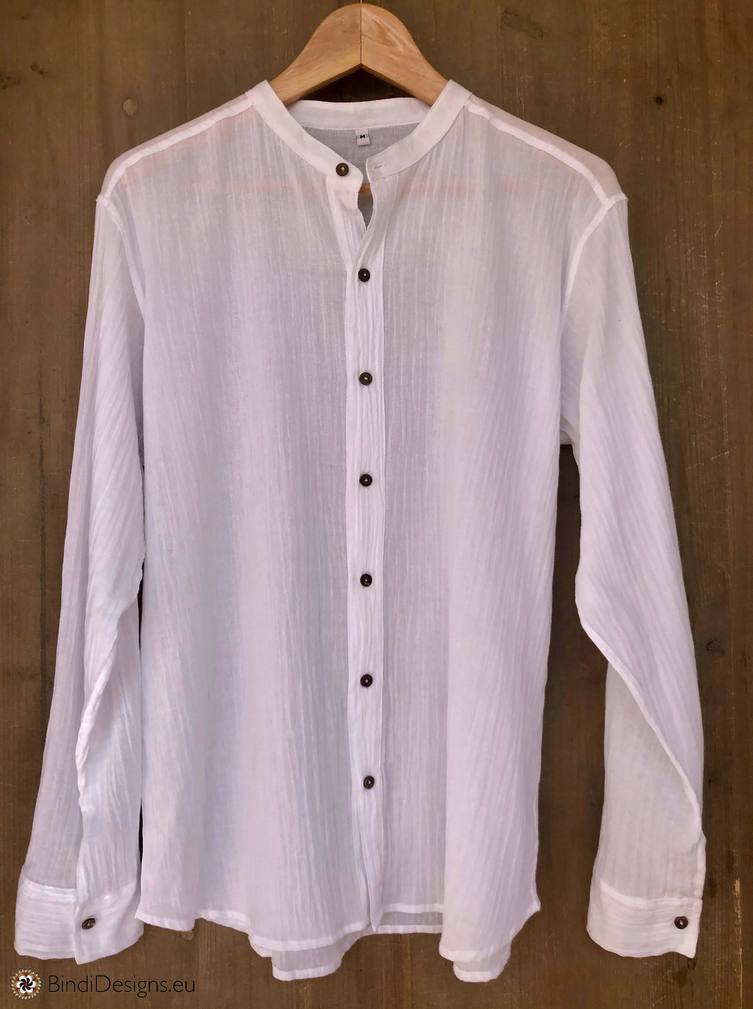 Light Cotton Shirt with Coconut Buttons White