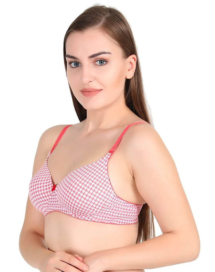 Lightly Padded Non Wired 3/4th Coverage T-Shirt Bra Red