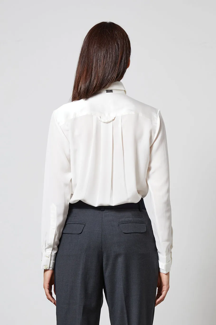 LOCK white - silk shirt