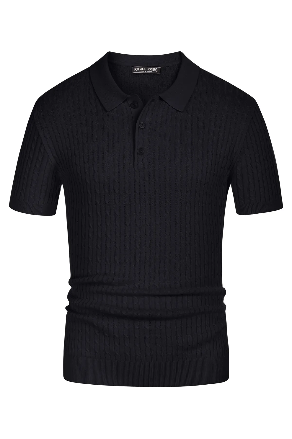 Men's Short Sleeve Polo Pullover Shirts Classic Cable Knitted Golf Polo Casual Shirts