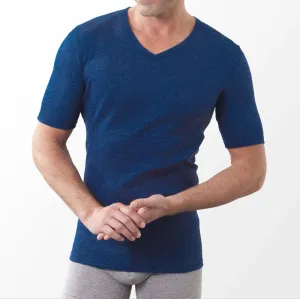 Mens V-neck Rib Structure Thermal Cotton Vest T-shirt