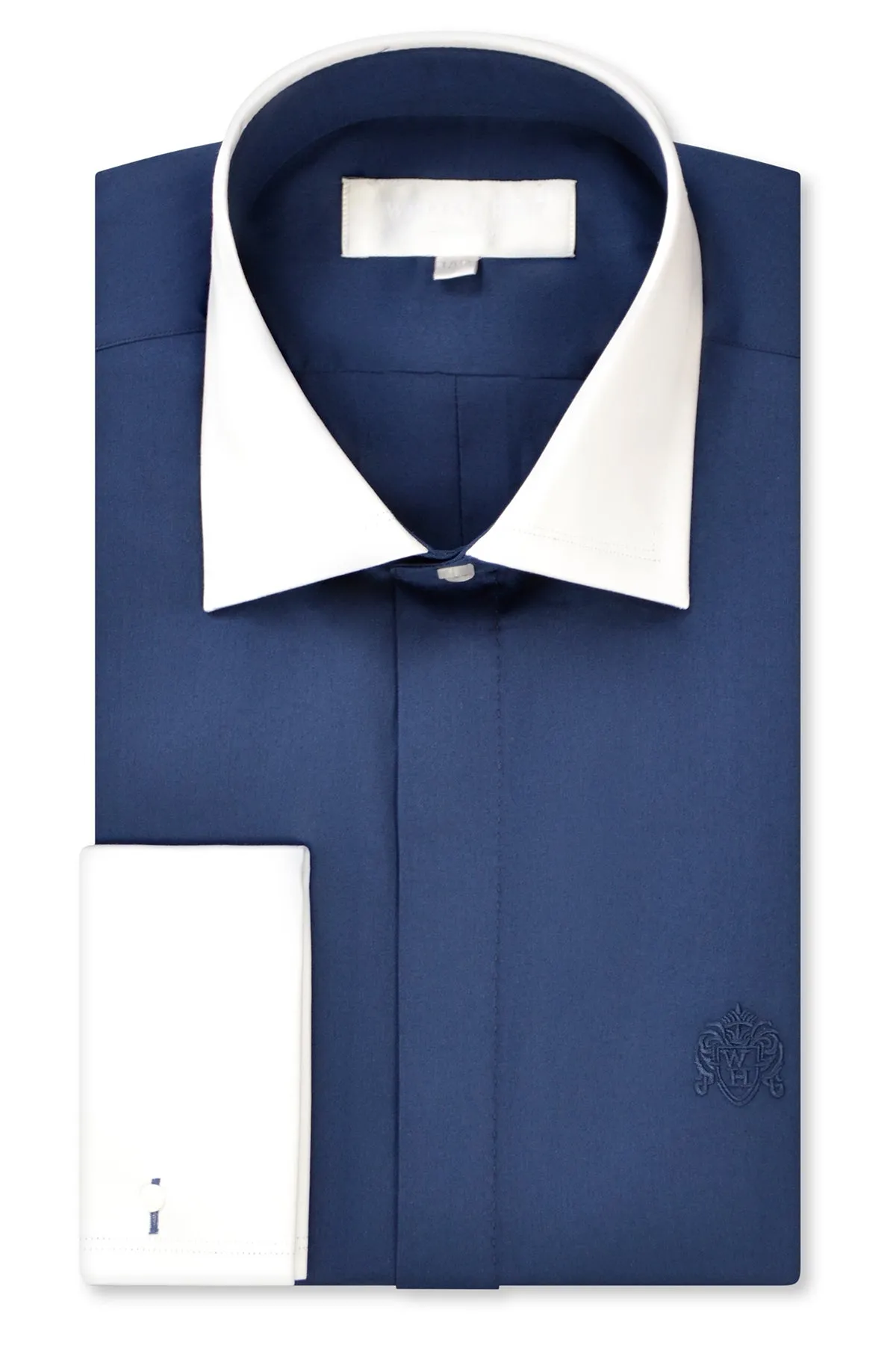 Navy Contrasting Cutaway Collar Shirt